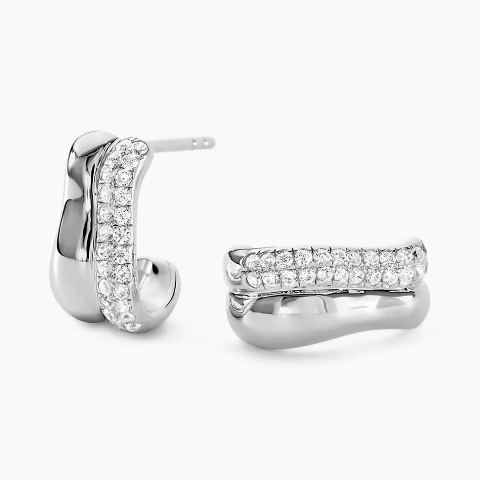 Créoles Nandie Argent Blanc Oxyde De Zirconium