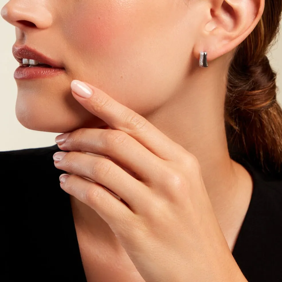 Créoles Nandie Argent Blanc Oxyde De Zirconium