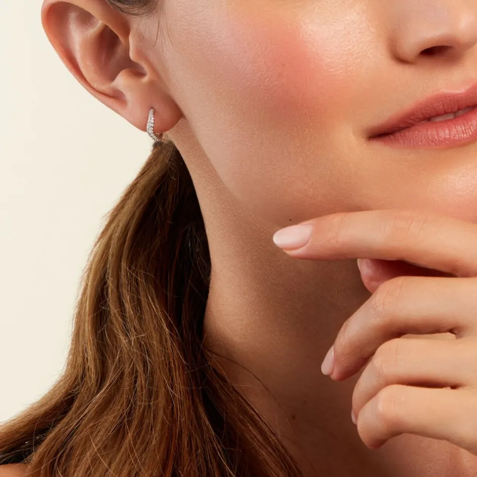 Créoles Nandie Argent Blanc Oxyde De Zirconium