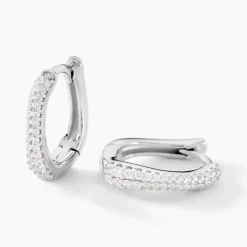 Créoles Nandie Argent Blanc Oxyde De Zirconium