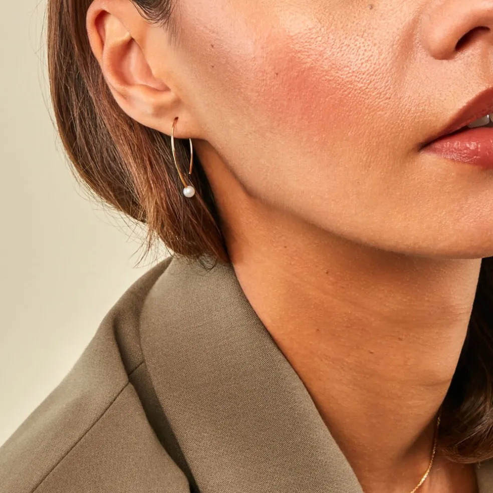 Créoles Nekoda Or Jaune Perle De Culture