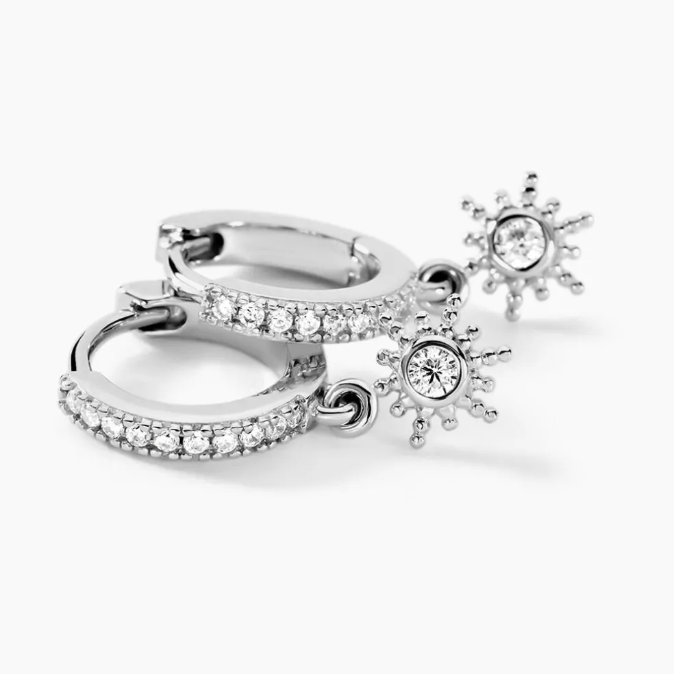 Créoles Ninette Argent Blanc Oxyde De Zirconium