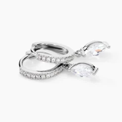 Créoles Ninette Argent Blanc Oxyde De Zirconium