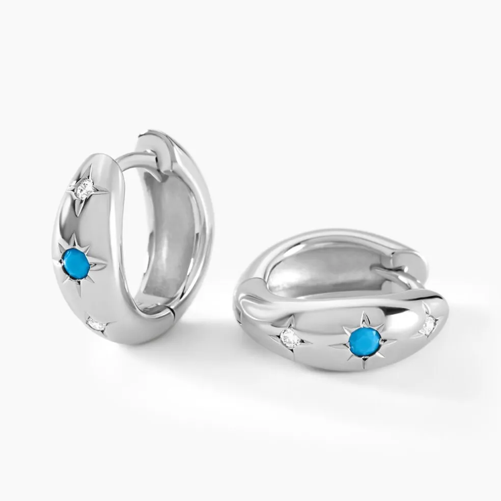 Créoles Ocean Argent Blanc Oxyde De Zirconium