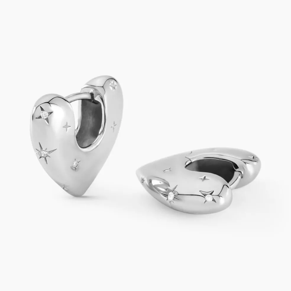 Créoles Ocean Argent Blanc Oxyde De Zirconium