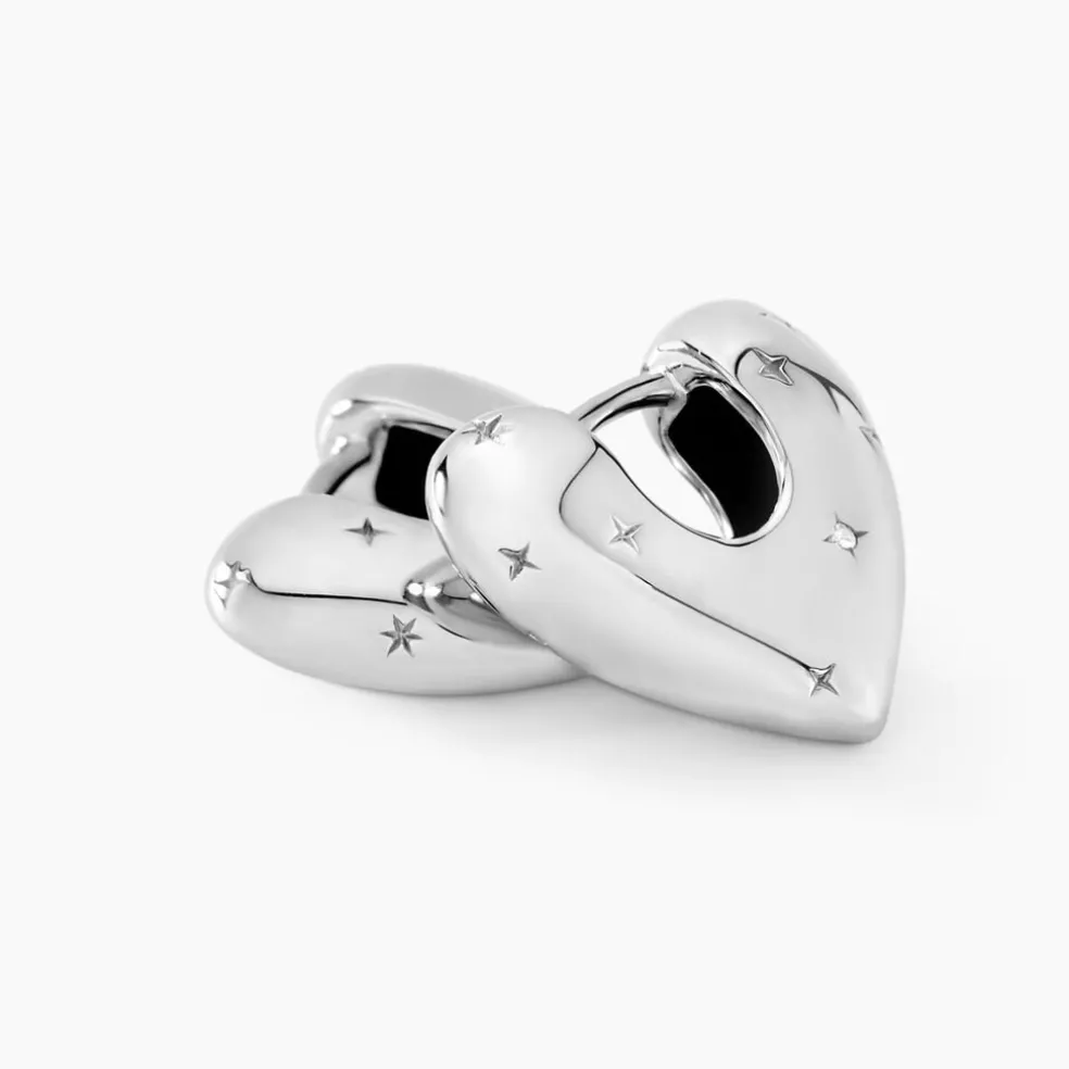 Créoles Ocean Argent Blanc Oxyde De Zirconium