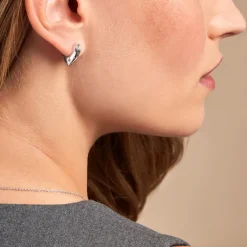 Créoles Ocean Argent Blanc Oxyde De Zirconium