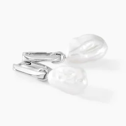 Créoles Onassis Argent Blanc Perle De Culture