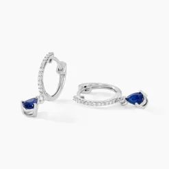 Créoles Or Blanc  Saphir Et Diamants