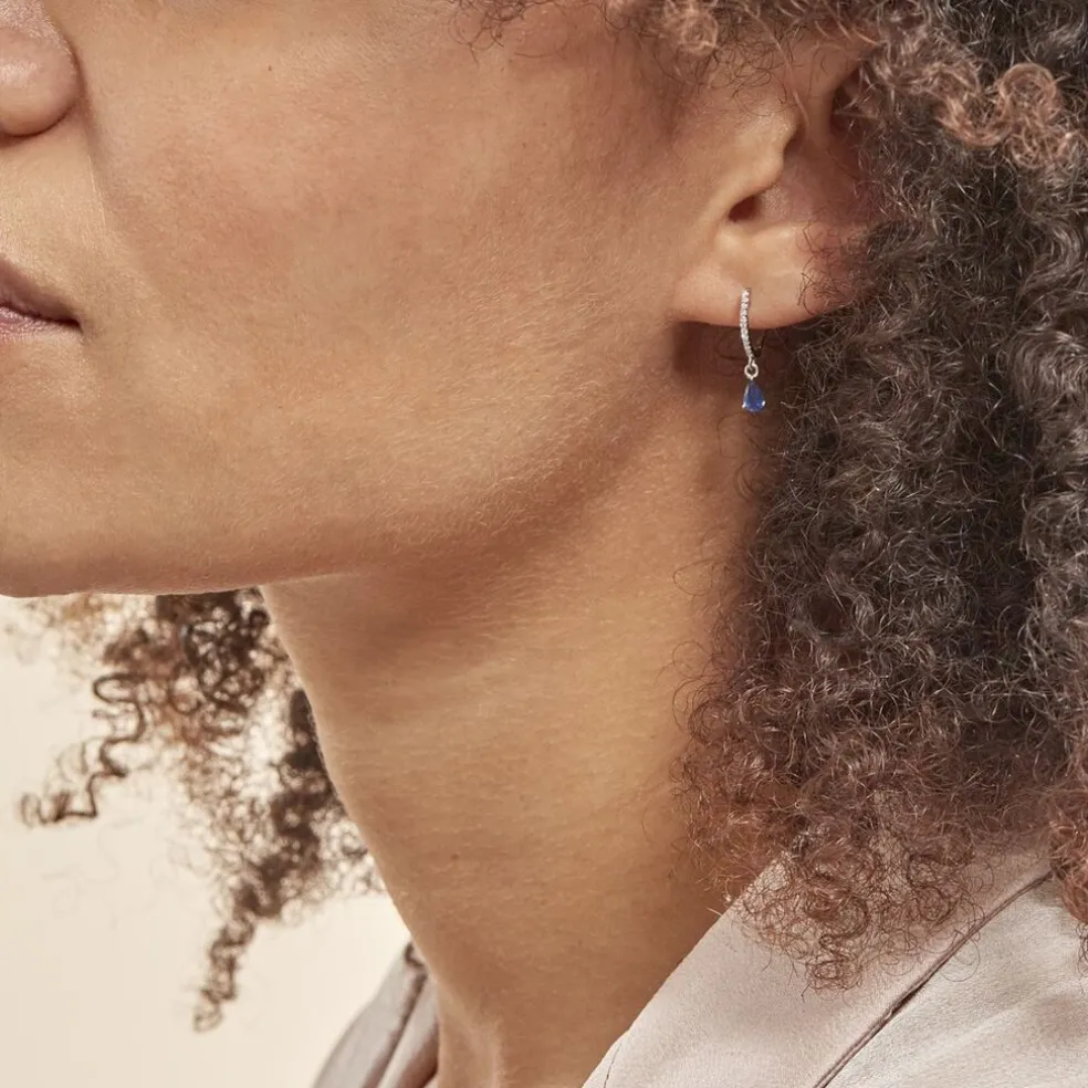 Créoles Or Blanc Saphir Et Diamants