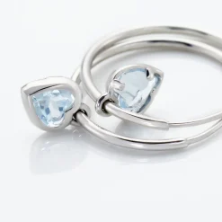 Créoles Or Blanc Topaze Azur