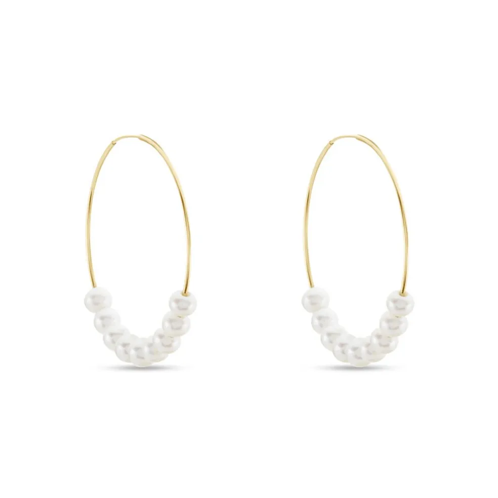 Créoles Or Jaune Alondra Perles De Culture