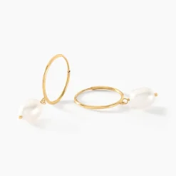 Créoles Or Jaune Perle De Culture