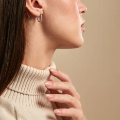 Créoles Oria Argent Blanc Oxyde De Zirconium