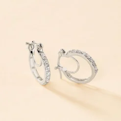 Créoles Pasha Argent Blanc Oxyde De Zirconium