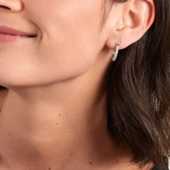 Créoles Pasha Argent Blanc Oxyde De Zirconium