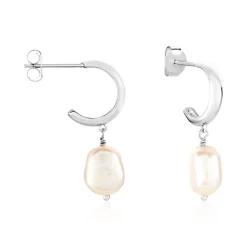 Créoles Petia Argent Blanc Perle De Culture