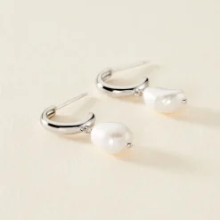 Créoles Petia Argent Blanc Perle De Culture