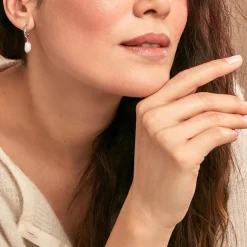 Créoles Petia Argent Blanc Perle De Culture