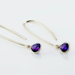 Créoles Phie Poire Or Jaune Amethyste