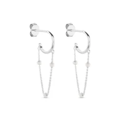 Créoles Polka Argent Blanc