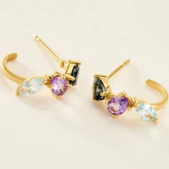 Créoles Printemps Précieux Or Jaune Topaze