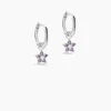 Créoles Purple Bloom Argent Blanc Oxyde De Zirconium