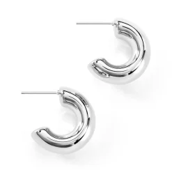 Créoles Riga Acier Blanc Sans Pierre