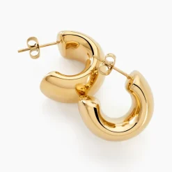 Créoles Riga Acier Jaune Sans Pierre