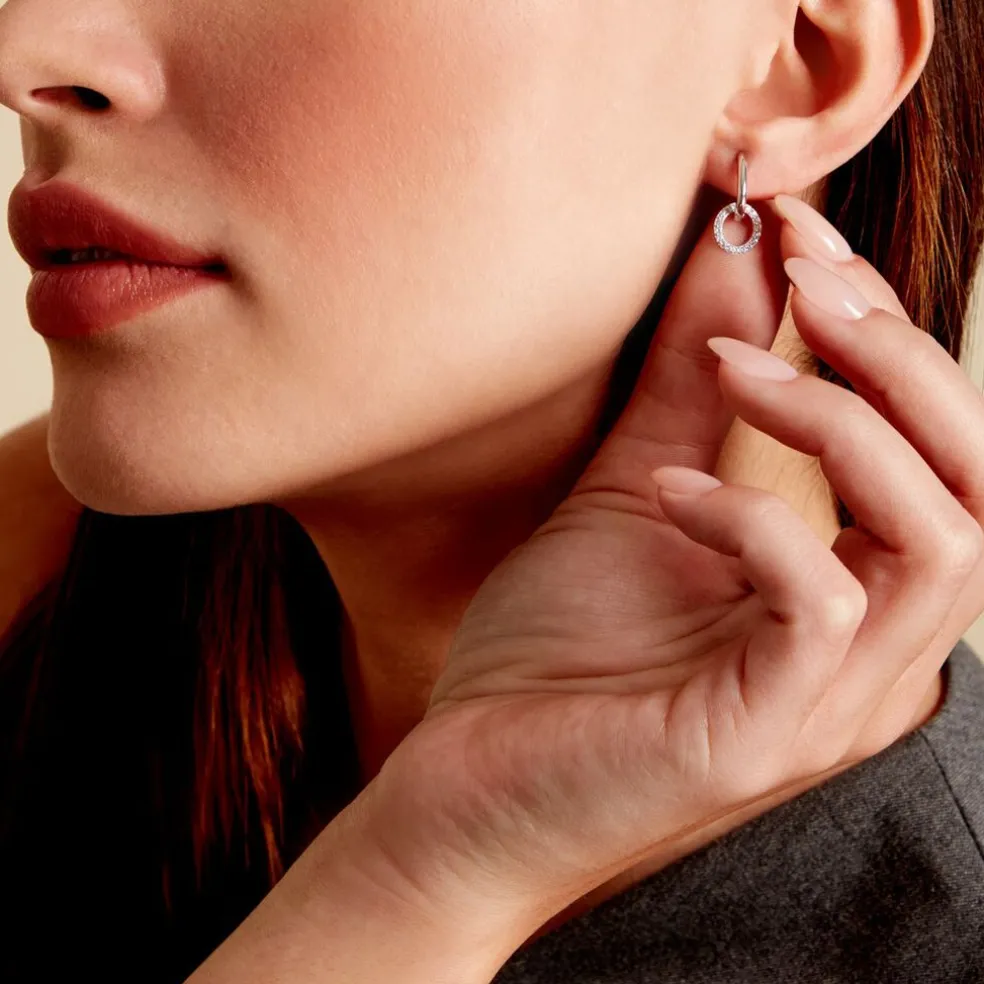 Créoles Riva Argent Blanc Oxyde De Zirconium