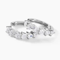 Créoles Roanne Argent Blanc Oxyde De Zirconium