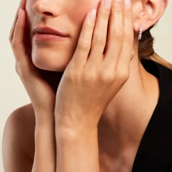 Créoles Roanne Argent Blanc Oxyde De Zirconium