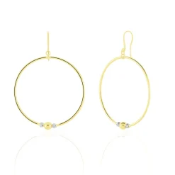 Créoles Rosa Billes Diamantees Or Jaune