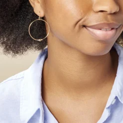 Créoles Rosa Billes Diamantees Or Jaune