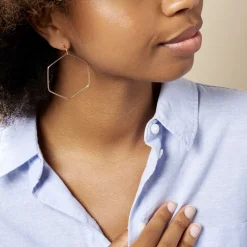 Créoles Roseane Hexagone Or Jaune