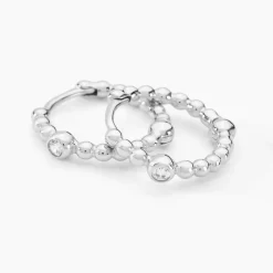 Créoles Salana Argent Blanc Oxyde De Zirconium