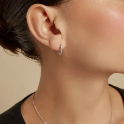 Créoles Salana Argent Blanc Oxyde De Zirconium