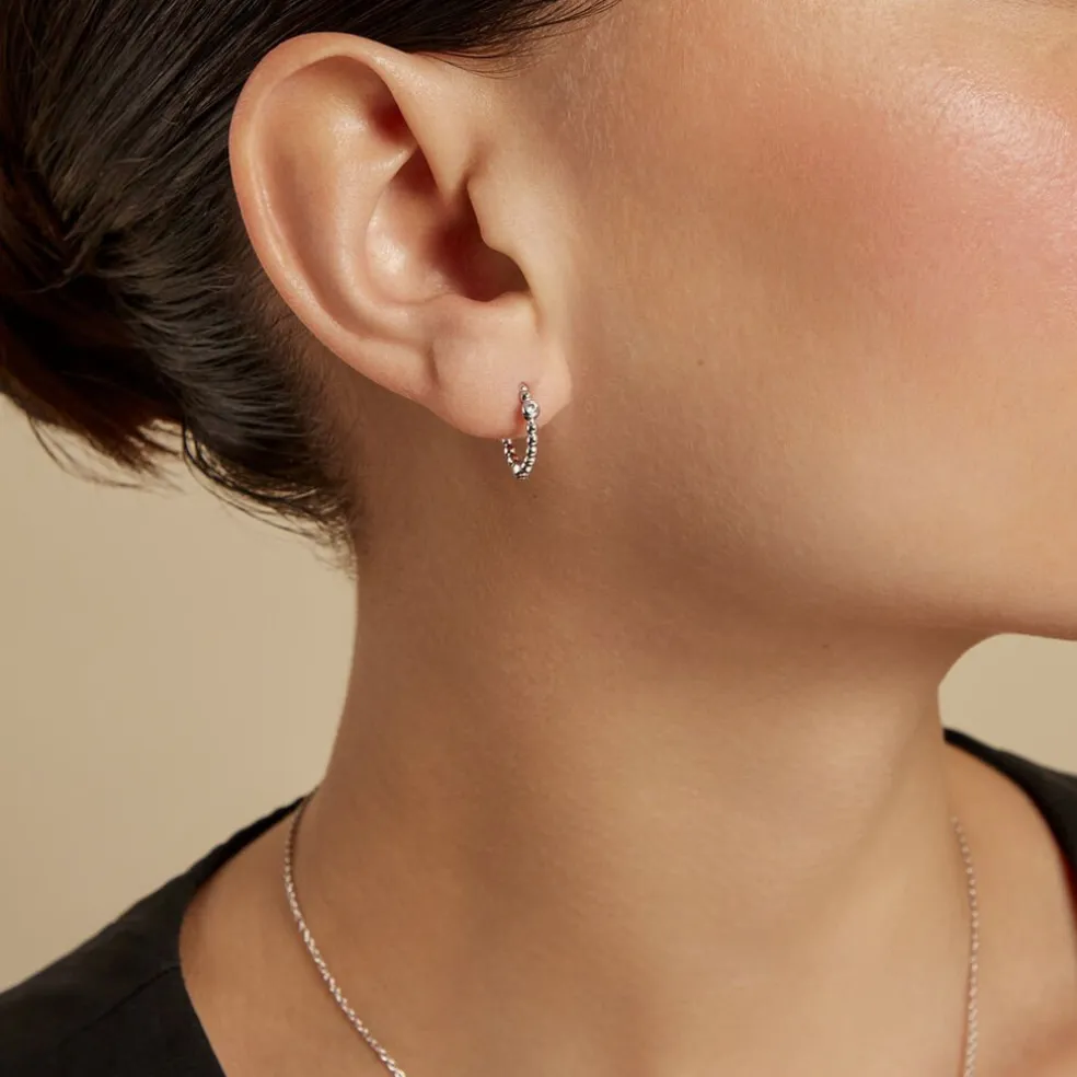 Créoles Salana Argent Blanc Oxyde De Zirconium