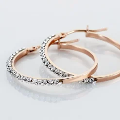 Créoles Sandrine Or Rose Strass