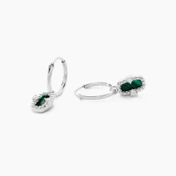 Créoles Serafine Argent Blanc Malachite Oxyde De Zirconium