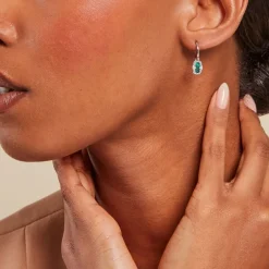 Créoles Serafine Argent Blanc Malachite Oxyde De Zirconium