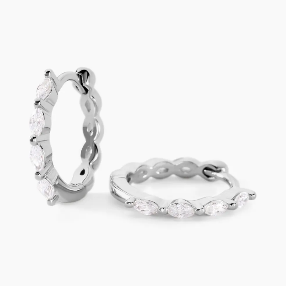 Créoles Servane Argent Blanc Oxyde De Zirconium