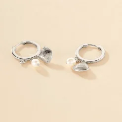 Créoles Shehla Argent Blanc Perle De Culture Oxyde De Zirconium