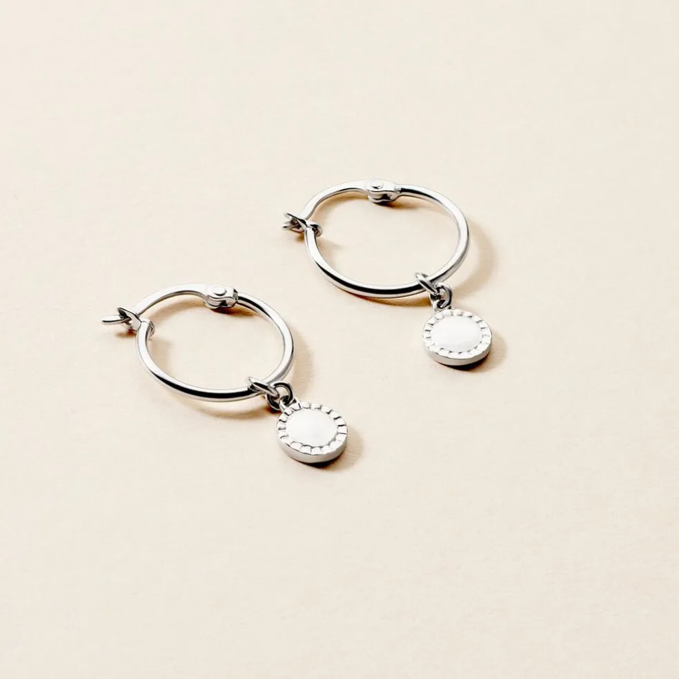 Créoles Sixties Argent Blanc