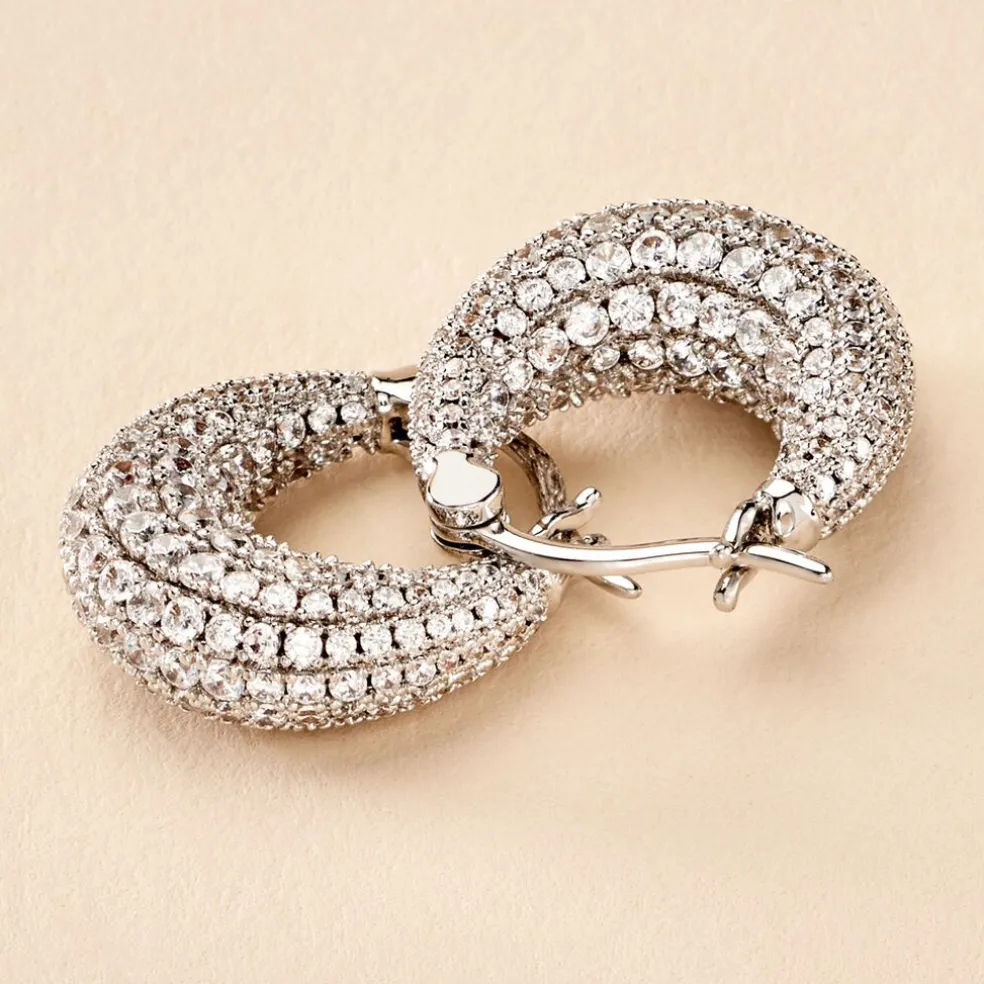 Créoles Sofia Argent Blanc Oxyde De Zirconium