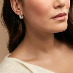 Créoles Sofia Argent Blanc Oxyde De Zirconium