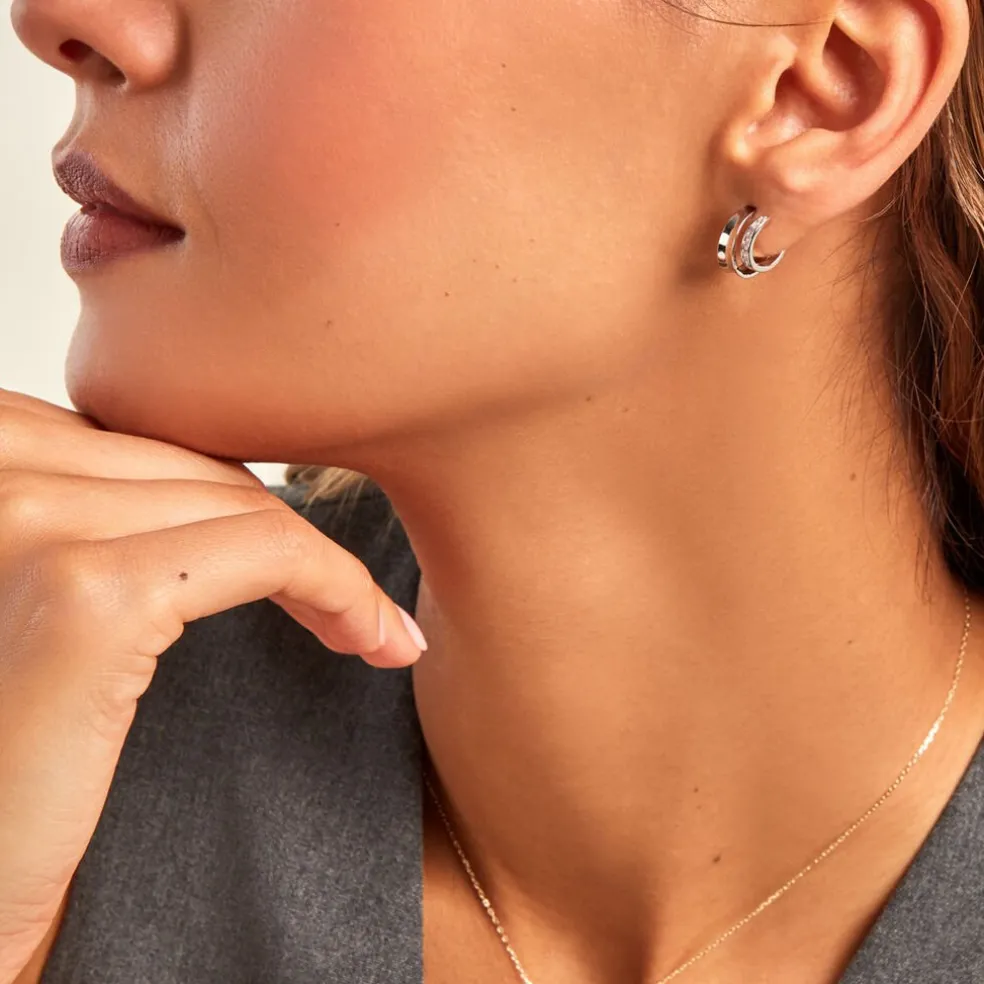 Créoles Soleïa Argent Blanc Oxyde De Zirconium