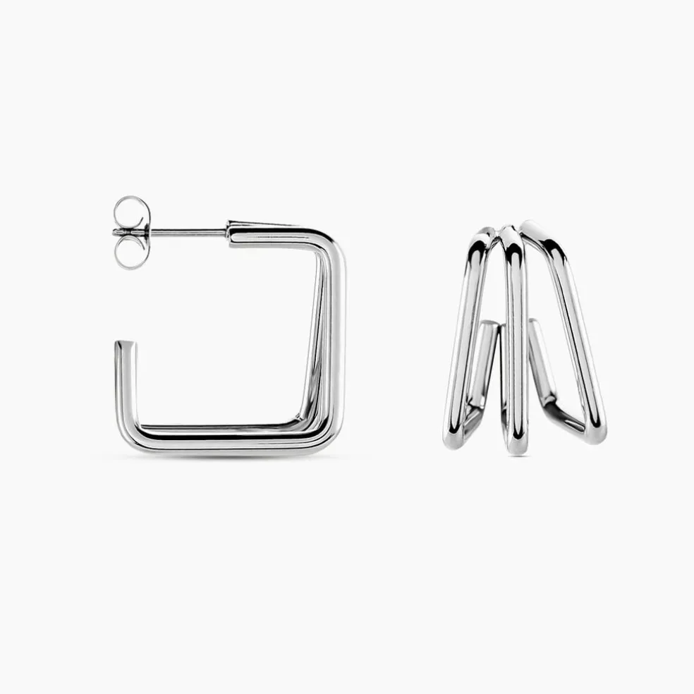 Créoles Stormie Acier Blanc