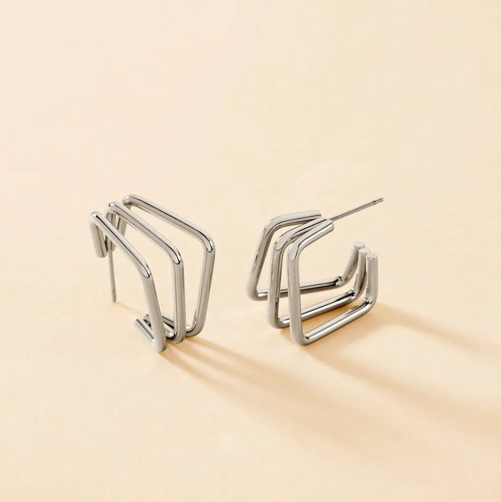 Créoles Stormie Acier Blanc