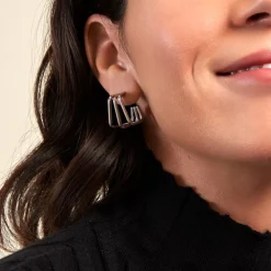 Créoles Stormie Acier Blanc